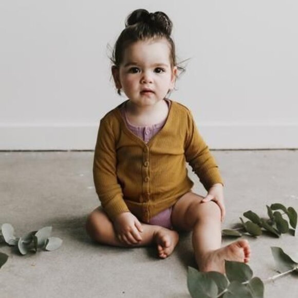 NEW Jamie Kay Fine Rib Cotton Modal Cardigan - Gold - Picture 1 of 4